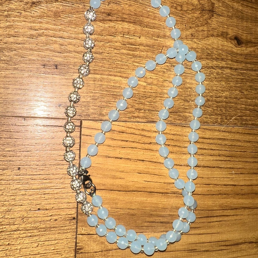 Banana Republic Women's Long Beaded Necklace Blue